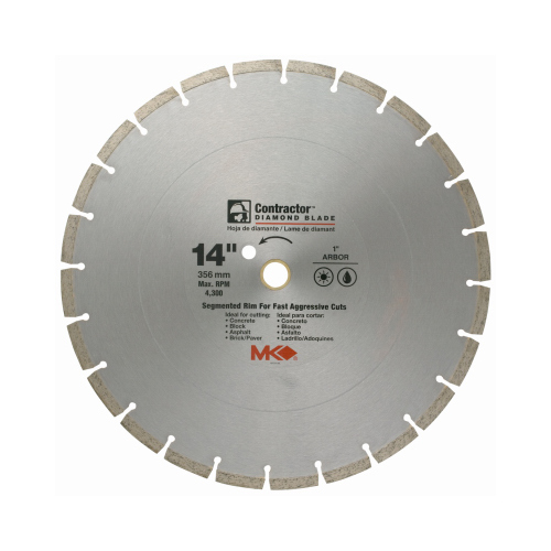 MK DIAMOND PRODUCTS 167019 Circular Saw Blade, Contractor Dry/Wet, 14-In.