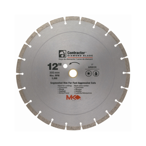 MK DIAMOND PRODUCTS 167018 Circular Saw Blade, Contractor Dry/Wet, 12-In.