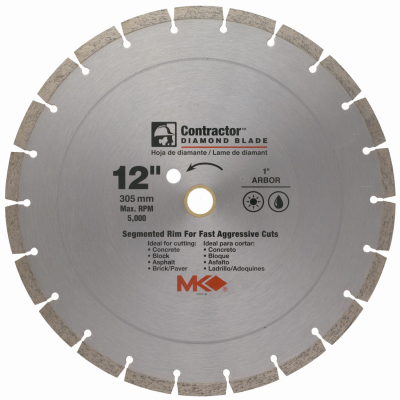 MK DIAMOND PRODUCTS 167018 Circular Saw Blade, Contractor Dry/Wet, 12-In.