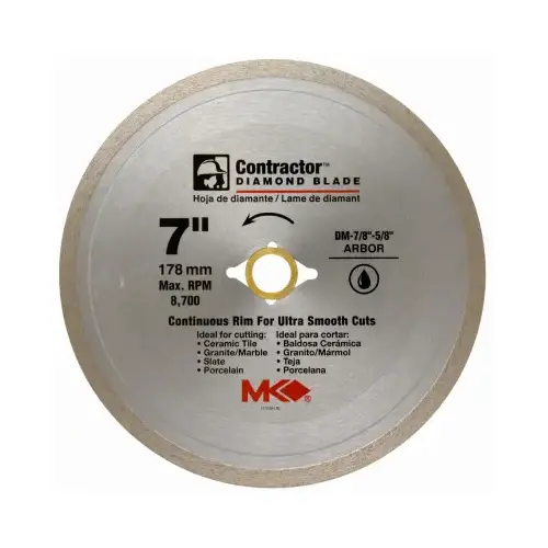 Circular Saw Blade, Wet Tile, 7--In.