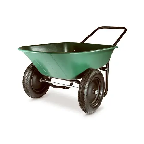 Green Thumb 70008 2-Wheel Poly Wheelbarrow, 5-Cu.-Ft. Capacity Green & Black