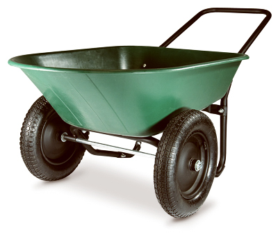 Green Thumb 70008 2-Wheel Poly Wheelbarrow, 5-Cu.-Ft. Capacity Green & Black