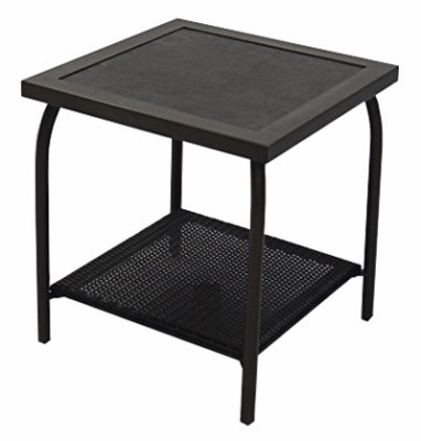 Four Seasons Courtyard BPE01017H60 Richmond Wicker Patio End Table, Espresso With Steel Frame, 20-In. Square