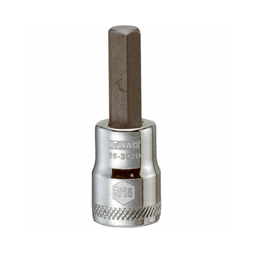 Fractional Hex Bit Socket, 5/16 in Tip, 3/8 in Drive, Polished Chrome Vanadium, 1-31/32 in OAL