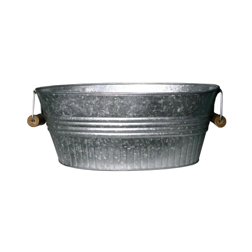 Basin Planter, Galvanized Metal, 14-In.