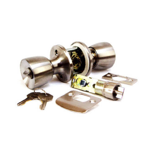 Entrance Lockset, Stainless Steel, Brushed Stainless Steel