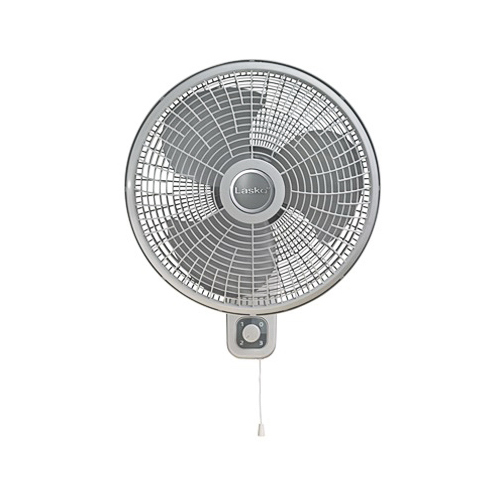 Lasko M16900 Oscillating Wall Mount Fan, 120 V, 16 in Dia Blade, 3-Blade, 3-Speed, Gray/White