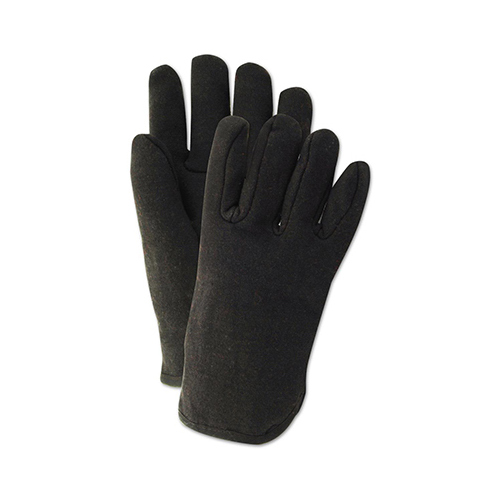 Fleece Lined Jersey Gloves, Brown Pair