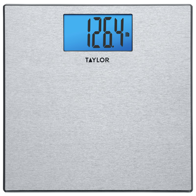 TAYLOR PRECISION PRODUCTS 741341033W Bath Scale, Digital, Textured Stainless Steel, 400-Lb.