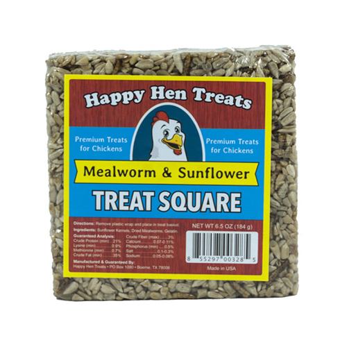 Happy Hen Treats 17080 Poultry Treats, Mealworm & Sunflower Squares, 6.5-oz.