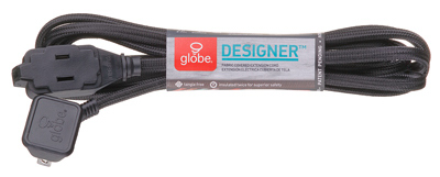 Globe Electric 2259101 Designer Extension Cord, 3-Outlet, Black, 9-Ft.