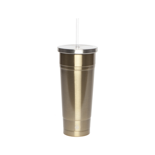 Chilly Tumbler with Straw, Stainless Steel, Gold, 24-oz.