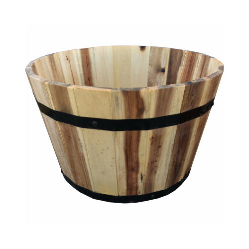 Avera Products AWP304180 Wood Barrel Wood Planter, 18 x 11-In.