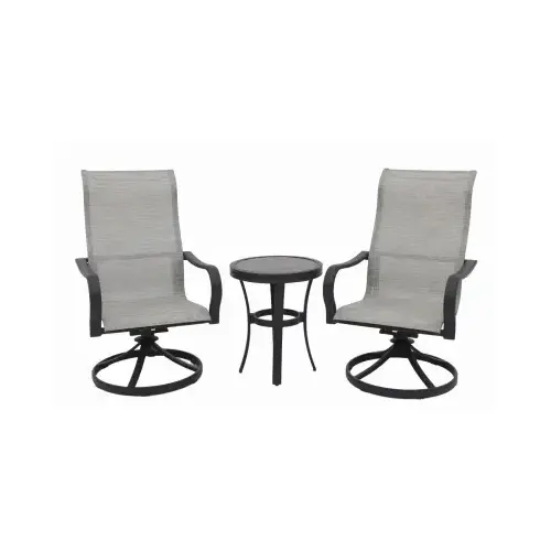 Four Seasons Courtyard S3-ADK02301 Palermo 3-Pc. Aluminum Bistro Set, Swivel Rockers + 20-In. Table