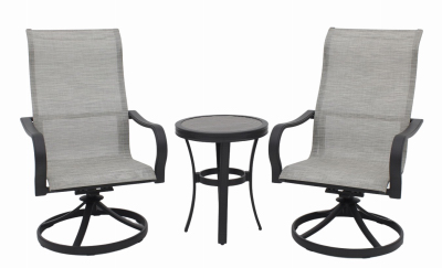 Four Seasons Courtyard S3-ADK02301 Palermo 3-Pc. Aluminum Bistro Set, Swivel Rockers + 20-In. Table