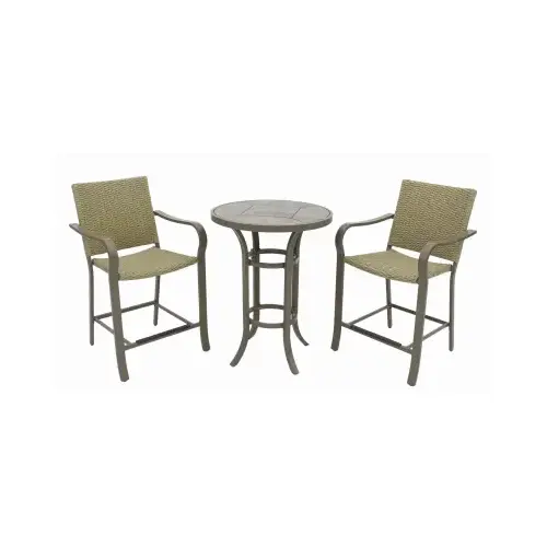 Four Seasons Courtyard S3-BFK01009 Amalfi 3-Pc. Balcony-Height Dining Set, Steel-Frame Chairs + 28-In. Table
