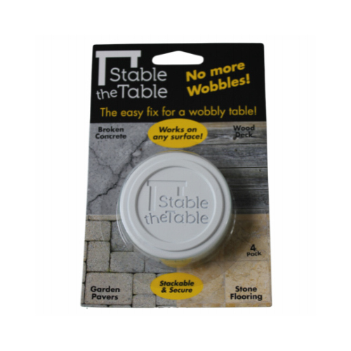 STABLE THE TABLE, LLC 110-00-03-04 Table Wobble Fixer, White, Round  pack of 4