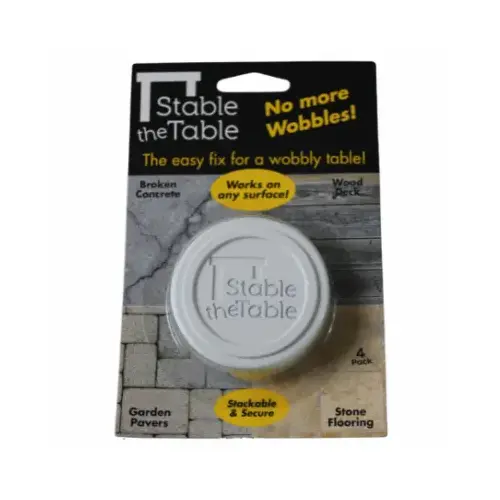 STABLE THE TABLE, LLC 110-00-03-04 Table Wobble Fixer, White, Round - pack of 4