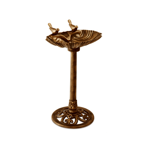 ALPINE TIZ122 Bird Bath, Bronze-Look Plastic, 13 x 30-In.