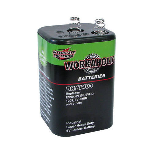 INTERSTATE ALL BATTERY CENTER DRY1403 Heavy Duty Lantern Battery, Spring Top, 6-Volt