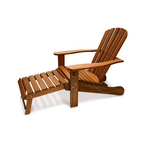 Outdoor Interiors CD3111 Copenhagen Collection Adirondack Chair With Built-In Ottoman, Eucalyptus