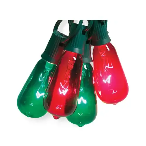 Christmas String Light Set, Edison Bulb, Green & Red, 10-Ct.