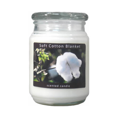 Scented Wax Candle Jar, Soft Cotton Blanket, 18-oz. White