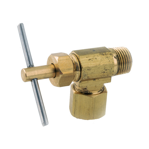 Anderson Metals 759103-0402 Straight Needle Shut-Off Valve, 1/4 x 1/8 in Connection, Compression x MIP, Brass Body Chrome