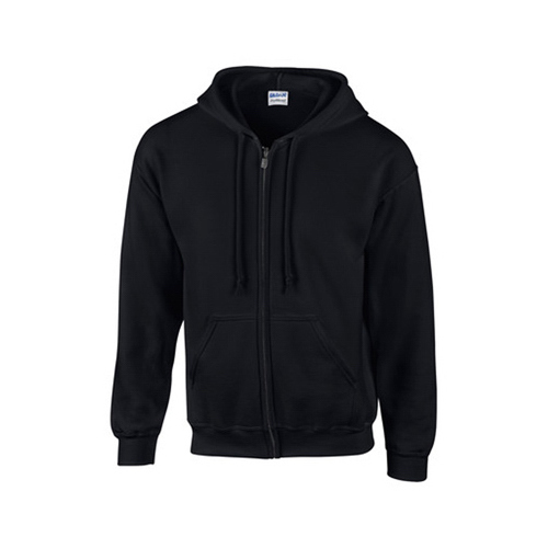 Gildan 249604 Hooded Zip Sweatshirt, Black Cotton/Poly, XL
