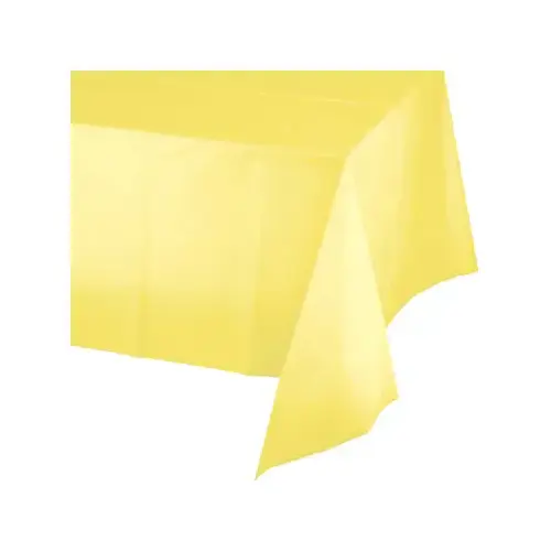 Plastic Table Cover, Pastel Yellow, 54 x 108 In.