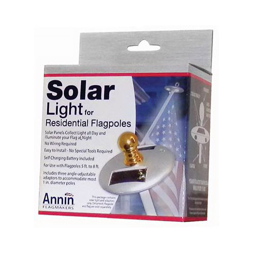 ANNIN FLAGMAKERS 752250 Flag Pole Solar Light, Mini, Silver