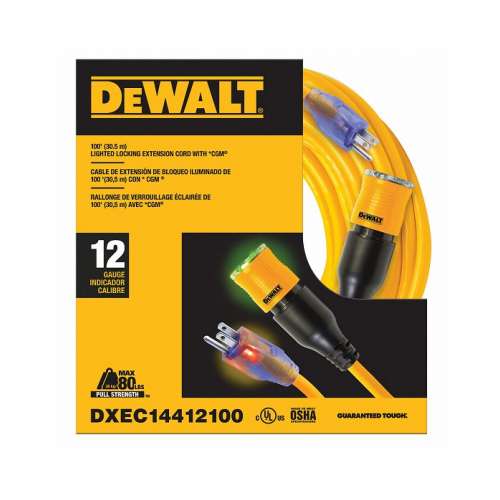 DEWALT DXEC14412100 100' 12/3 Lock Ext Cord