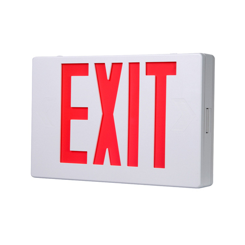 LED Exit Sign, AC, Red & White Thermoplastic