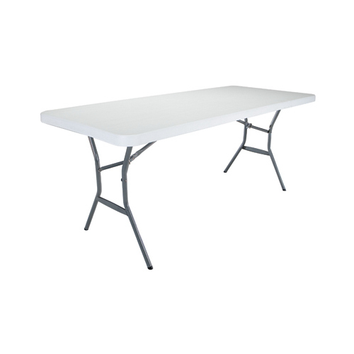 Folding Table, Steel Frame, Polyethylene Tabletop, Gray/White