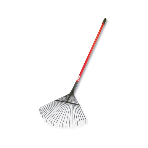 Bully Tools 92312 Thatching and Leaf Rake, Steel Tine, 24-Tine, Fiberglass Handle, 50 in L Handle