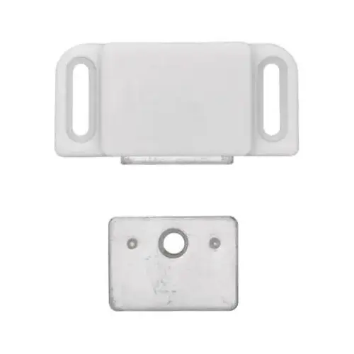 Magnetic Cabinet Catch With Strike, White - pair