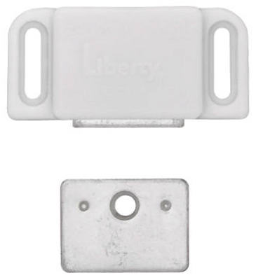 Liberty Hardware C080X0L-W-U Magnetic Cabinet Catch With Strike, White  pair