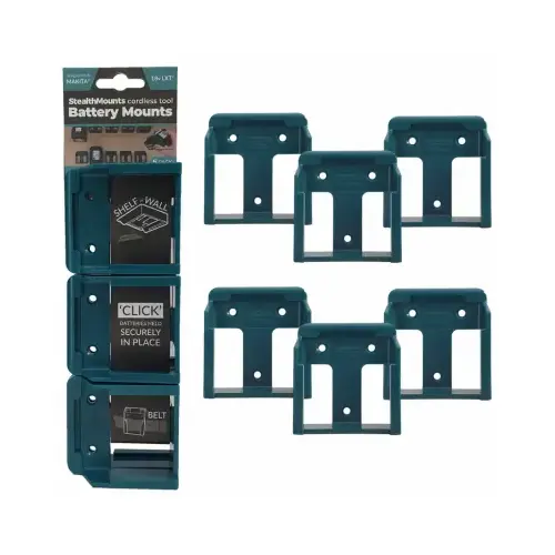 StealthMounts BM-MK18-BLU-6 Holder Makita 18v LXT Blue ABS Battery Mounts Blue