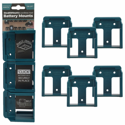 StealthMounts BM-MK18-BLU-6 Holder Makita 18v LXT Blue ABS Battery Mounts Blue