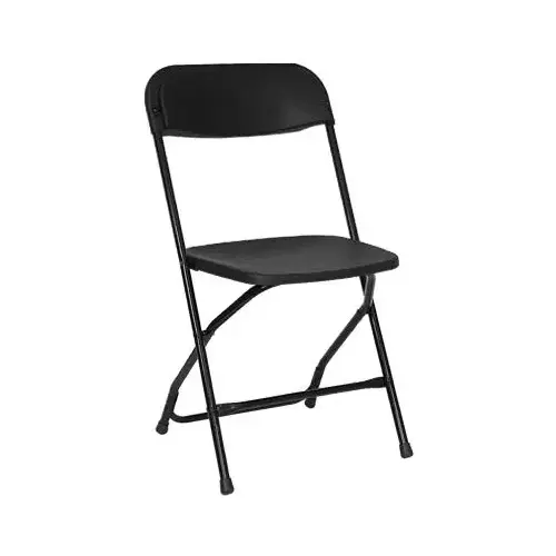 PRE SALES INC 2185 Folding Chair, Black Metal Frame/Black Plastic