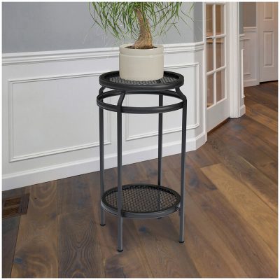 PANACEA 82210 New Age Double Plant Stand, Black, 20-In.