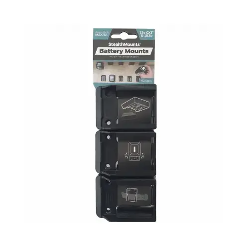 StealthMounts BM-MK12-BLK-6 Makita 12V CXT Battery Mounts - pack of 6