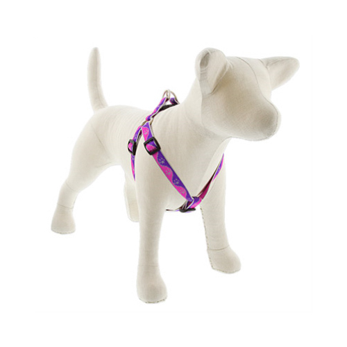 LUPINE INC 48545 Step-In Medium Dog Harness, Reflective Pink Paws Pattern, 3/4 x 20 - 30-In.