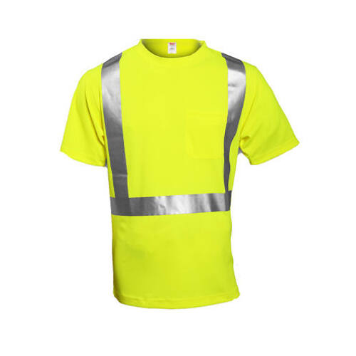 Hi-Viz T-Shirt, ANSI 107 Class II, Lime Yellow, Large