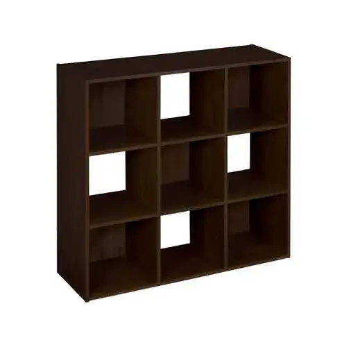 9 Cube Espresso Laminated Stackable Storage Organizer, 35-7/8 x 35-7/8 x 11-5/8-In.