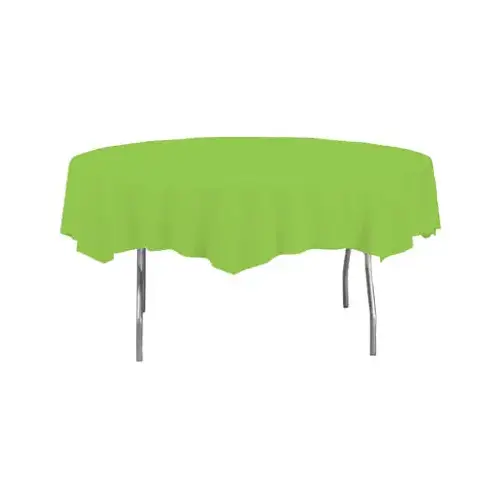 CREATIVE CONVERTING 703123 Plastic Octy Round Table Cover, Lime, 82 In.