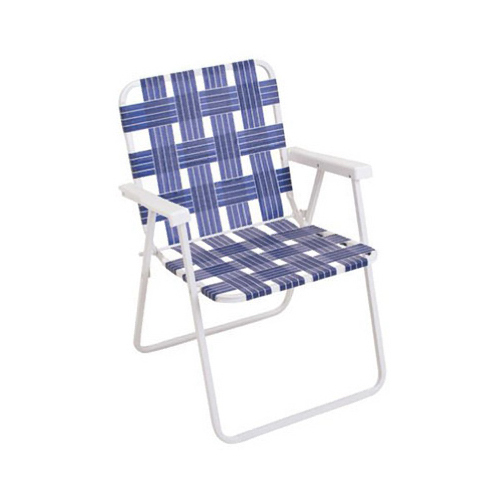 Rio Brands BY055-0138PK6 Folding Chair, Blue Webbing, White Steel Frame