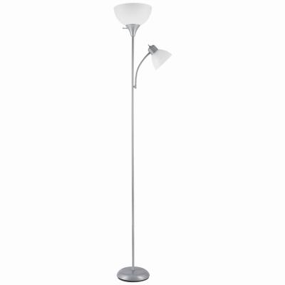 Globe Electric 67134 Delilah Torchiere Floor Lamp + Adjustable Reading Light, Silver, 72-In.