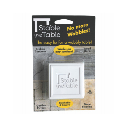 STABLE THE TABLE, LLC 110-11-03-04 Table Wobble Fixer, White, Square  pack of 4