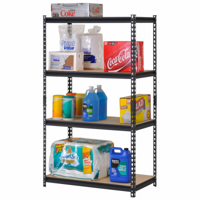 Muscle Rack UR-364BLK 4-Shelf Industrial Shelving Unit, Black Steel, 36 x 18 x 60-In.